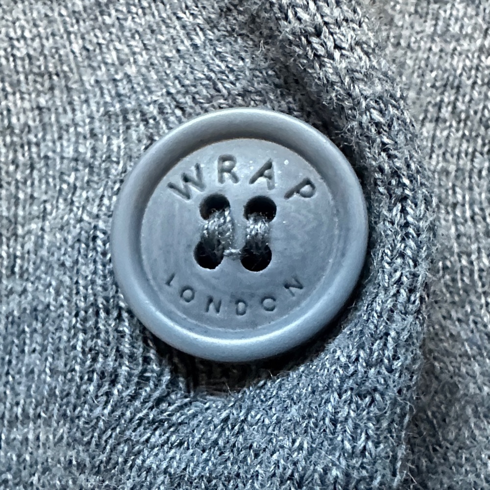 Wrap Charcoal Gray Button-Front Women's Sweater Jacket - Picture 4 of 13